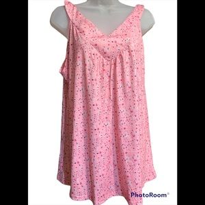 Leo Rosi Pink Floral Blousy Sleeveless Shirt Dressy Tank Size 2XL NWT